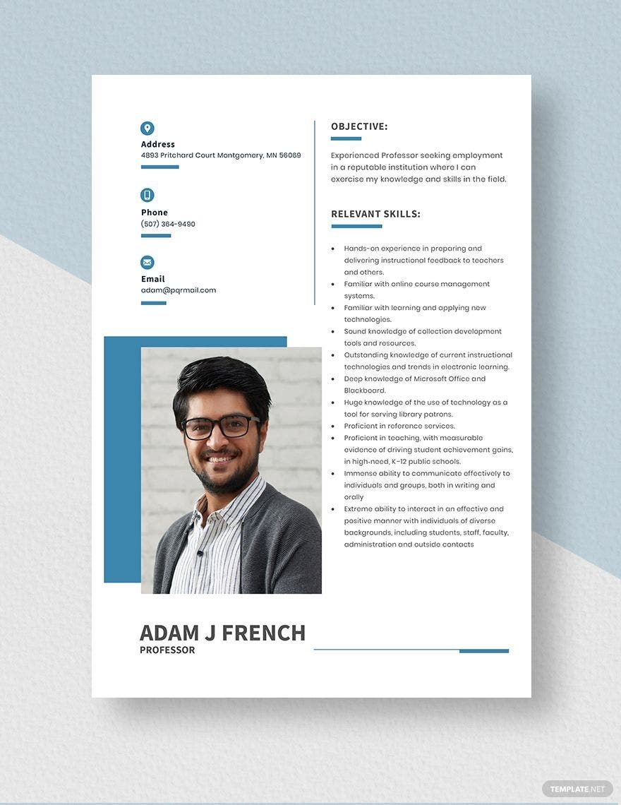Free Professor Resume in Word, Apple Pages