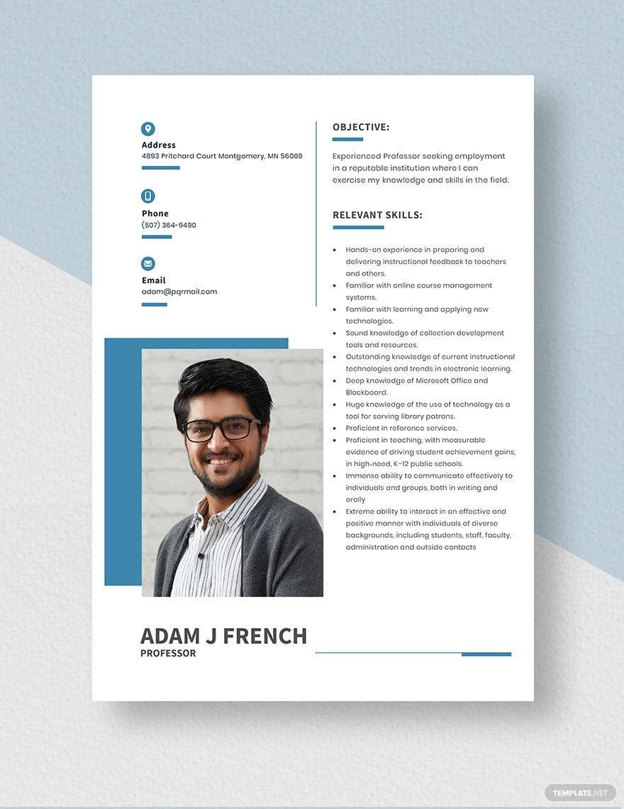 Free Professor Resume Download in Word, Apple Pages