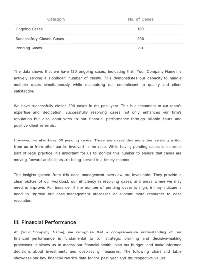 Free Law Firm Summary Report Template to Edit Online