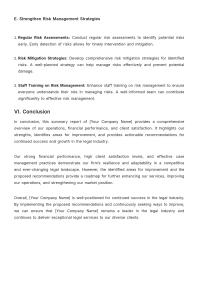 Free Law Firm Summary Report Template to Edit Online