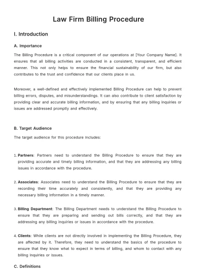 Free Law Firm Billing Procedure Template to Edit Online
