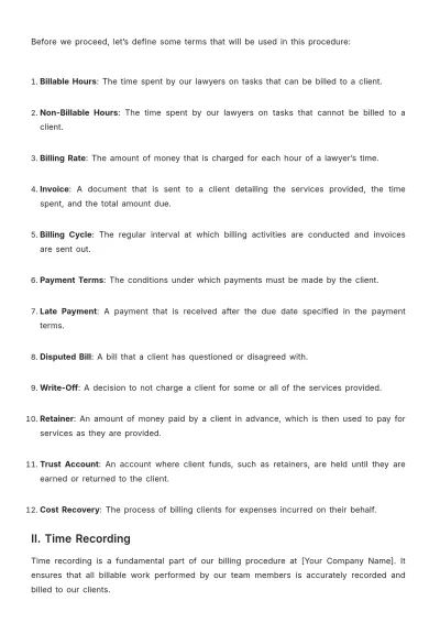 Free Law Firm Billing Procedure Template to Edit Online