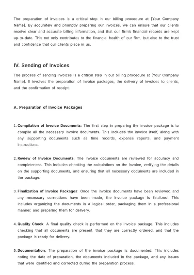 Free Law Firm Billing Procedure Template to Edit Online