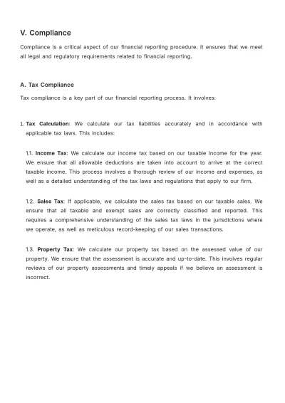 Free Law Firm Financial Reporting Procedure Template to Edit Online