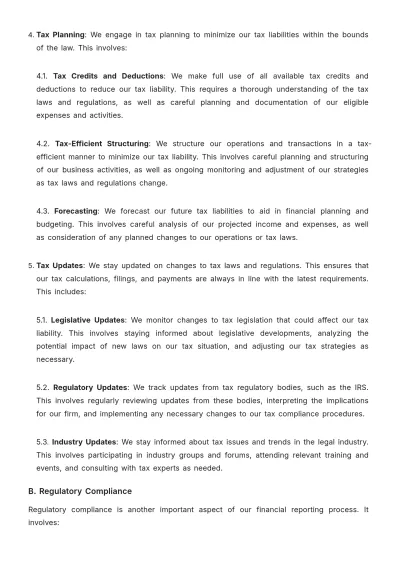 Free Law Firm Financial Reporting Procedure Template to Edit Online