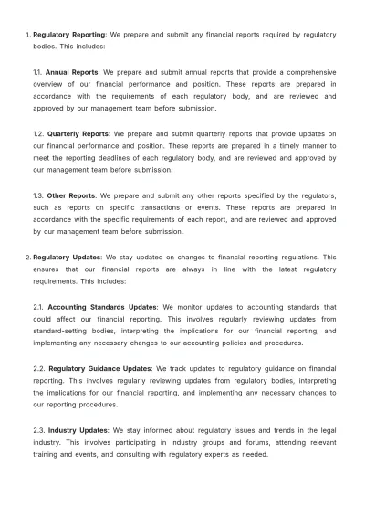 Free Law Firm Financial Reporting Procedure Template to Edit Online