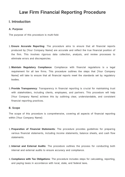 Free Law Firm Financial Reporting Procedure Template to Edit Online