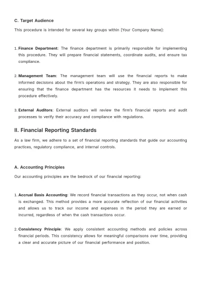 Free Law Firm Financial Reporting Procedure Template to Edit Online