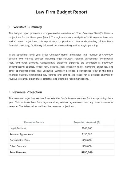 Free Law Firm Budget Report Template to Edit Online
