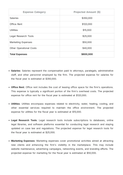 Free Law Firm Budget Report Template to Edit Online