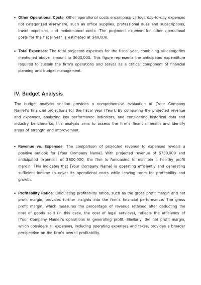 Free Law Firm Budget Report Template to Edit Online