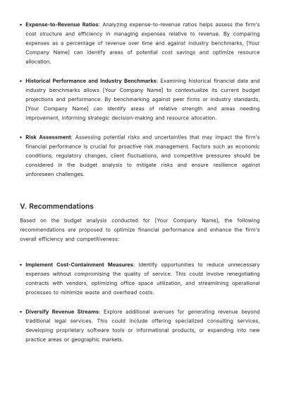 Free Law Firm Budget Report Template to Edit Online