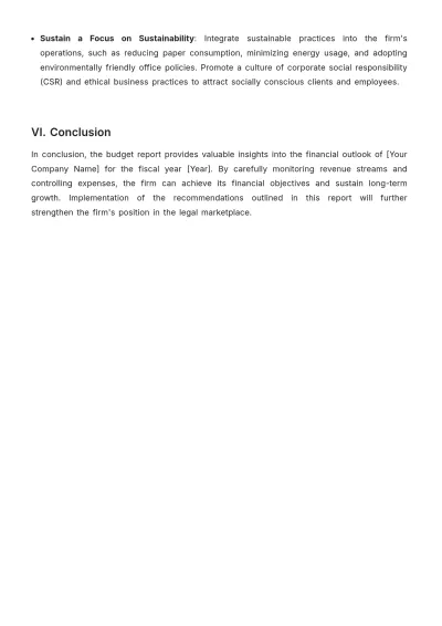 Free Law Firm Budget Report Template to Edit Online