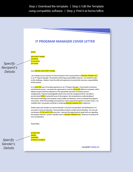 sample program manager cover letter