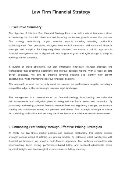 Free Law Firm Financial Strategy Template to Edit Online