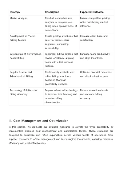 Free Law Firm Financial Strategy Template to Edit Online