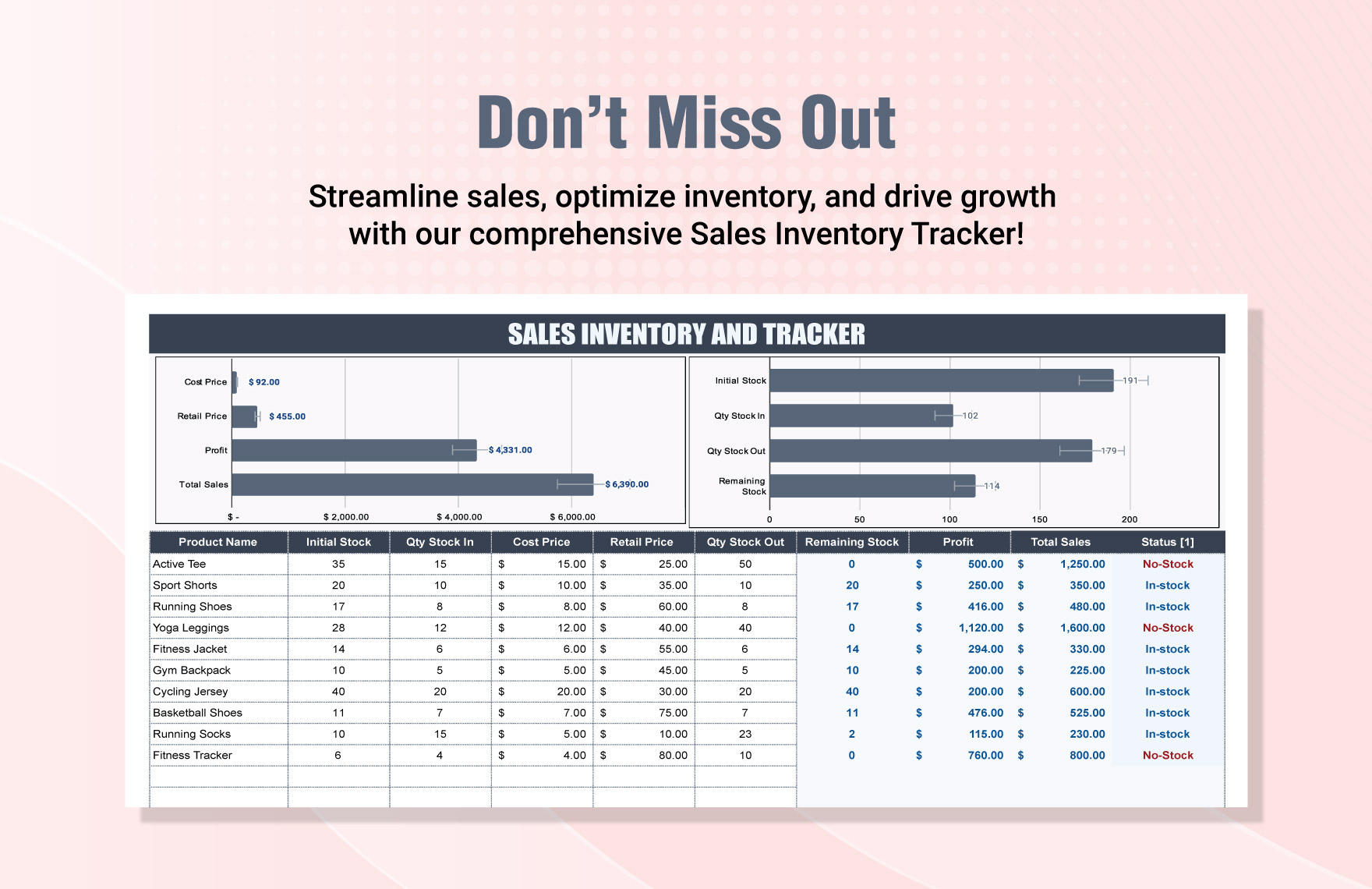 Sales Inventory and Tracker Template