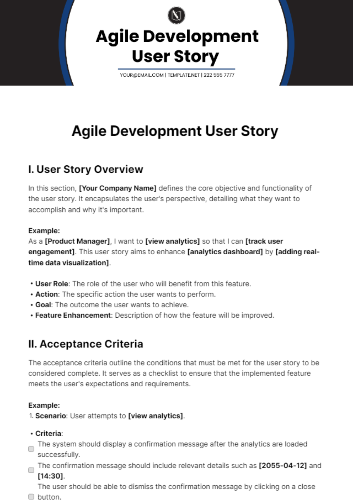 Agile Development User Story Template