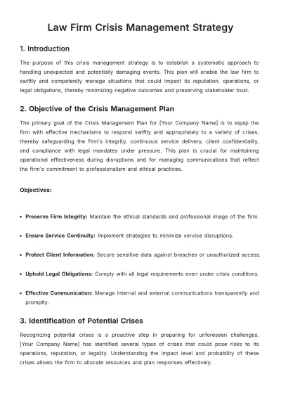 Free Law Firm Crisis Management Strategy Template to Edit Online