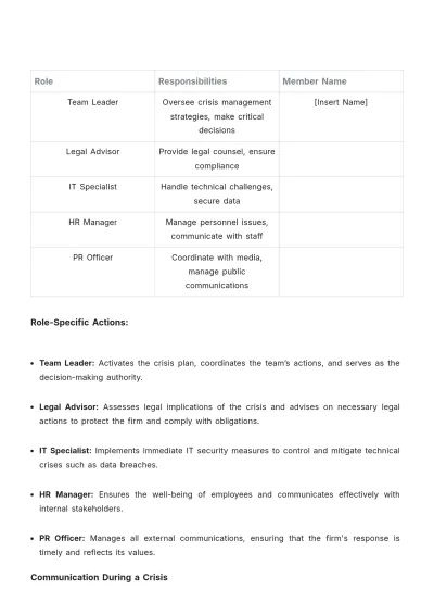 Free Law Firm Crisis Management Strategy Template to Edit Online