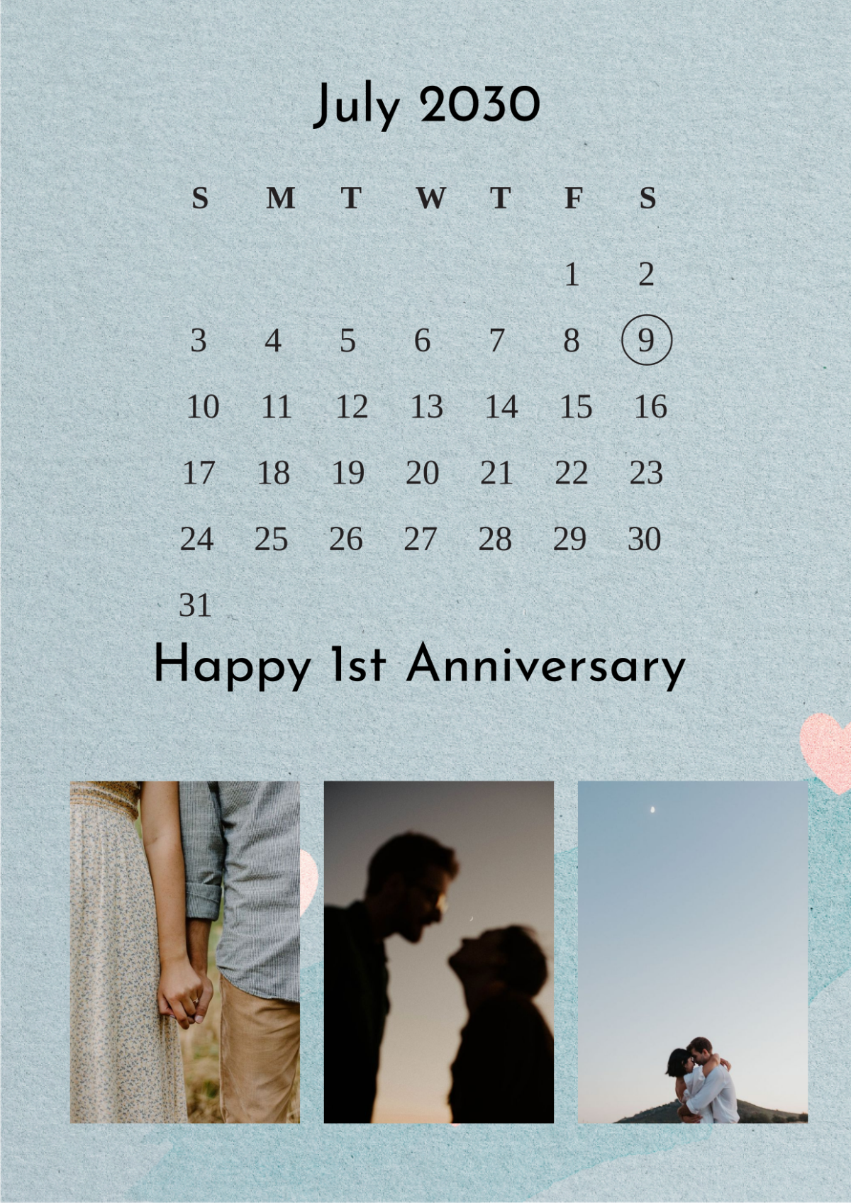 1 Year Anniversary Photo Collage Template