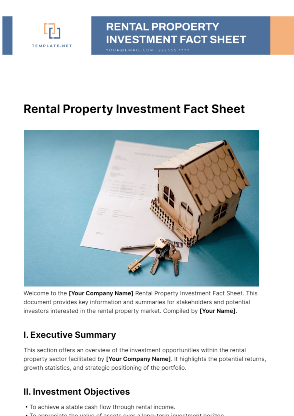 Rental Property Investment Fact Sheet Template - Edit Online & Download