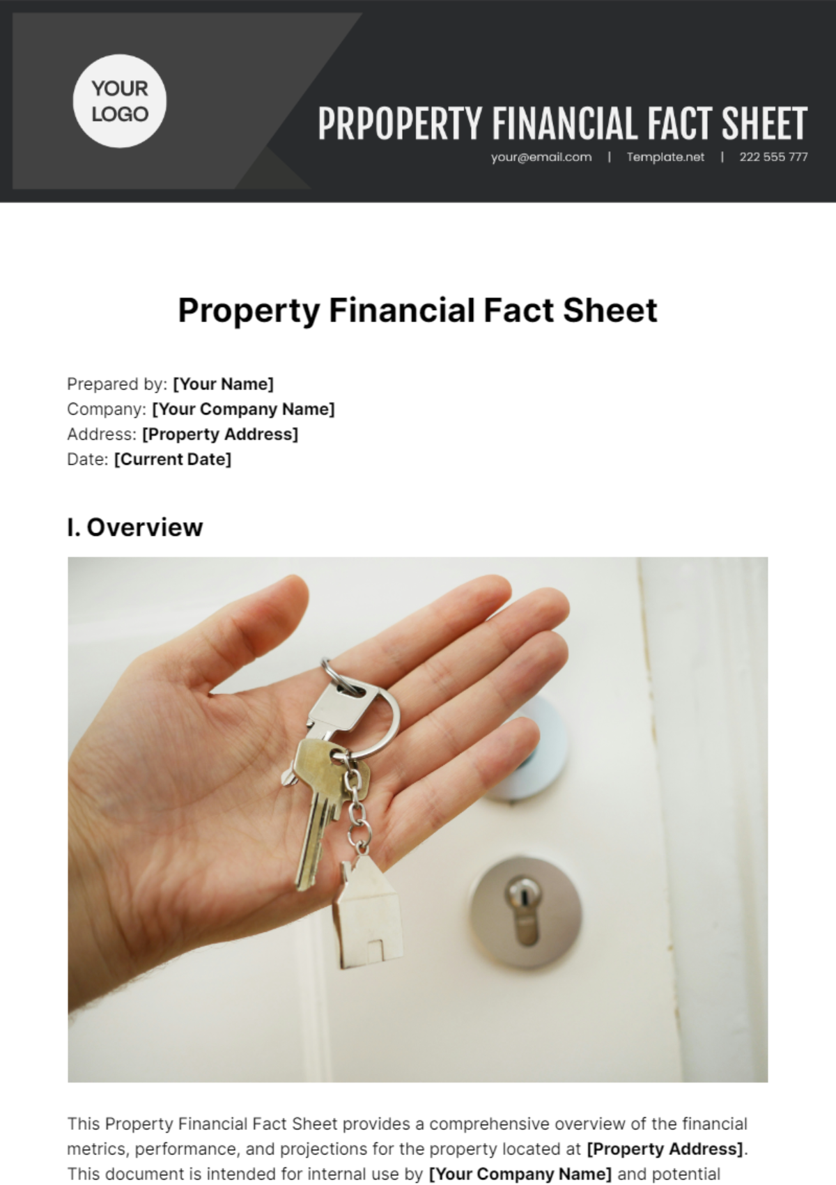 Property Financial Fact Sheet Template