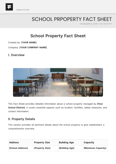 Free School Property Fact Sheet Template to Edit Online