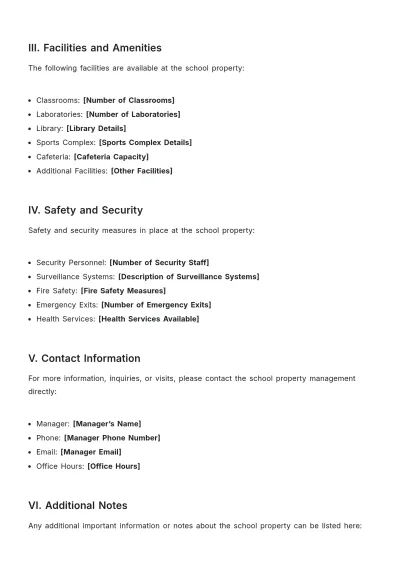 Free School Property Fact Sheet Template to Edit Online