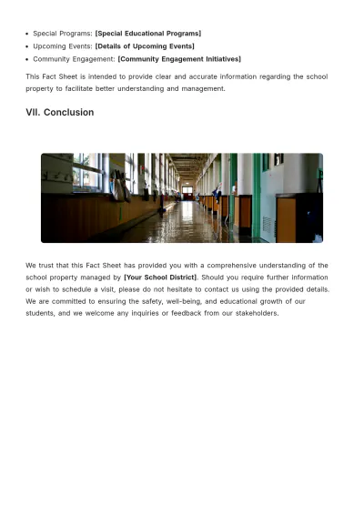 Free School Property Fact Sheet Template to Edit Online