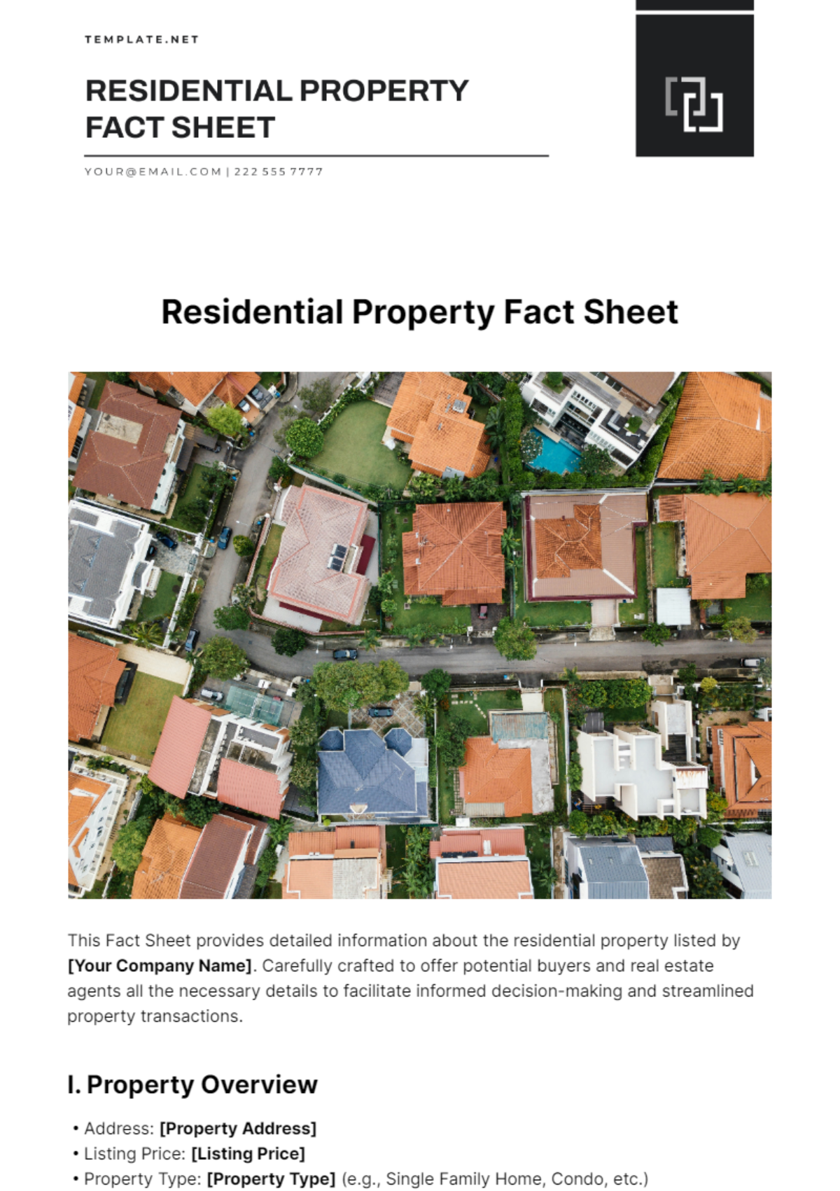 Residential Property Fact Sheet Template