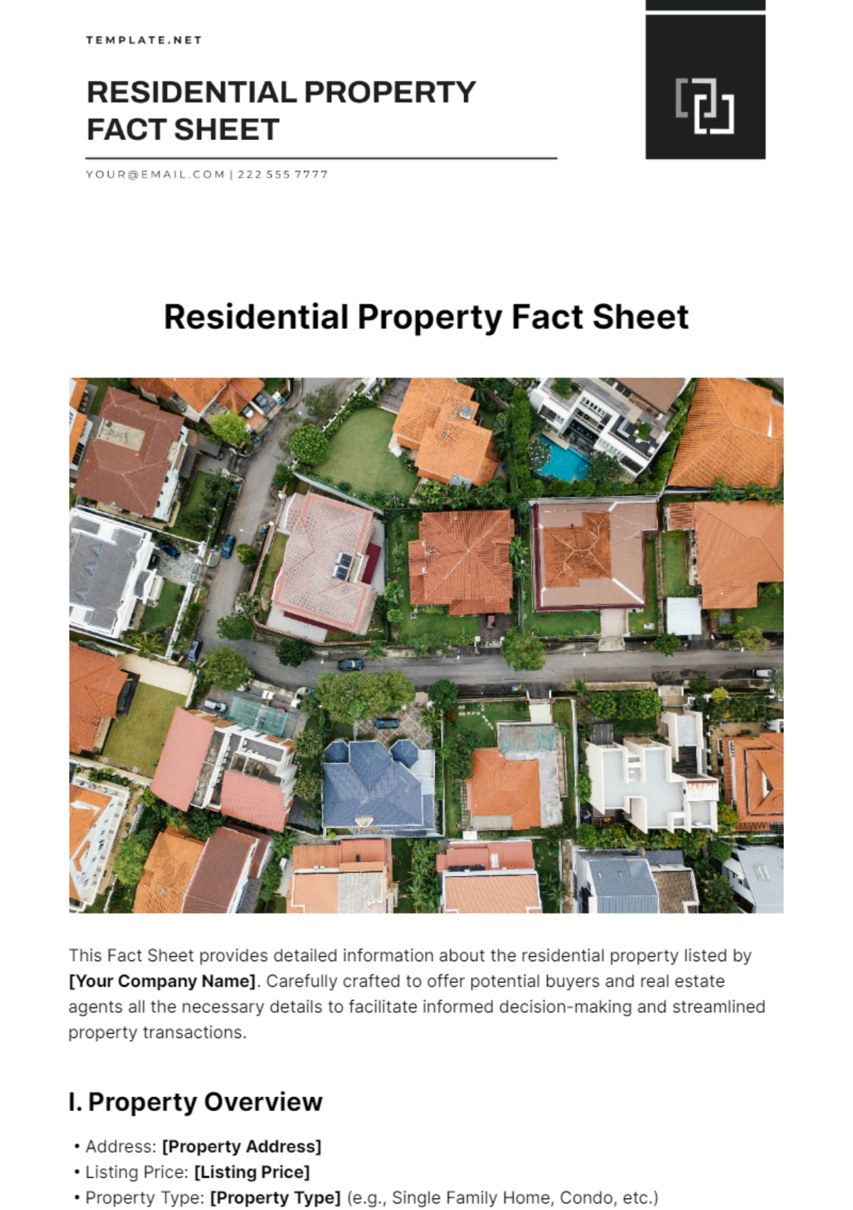 Residential Property Fact Sheet Template - Edit Online & Download