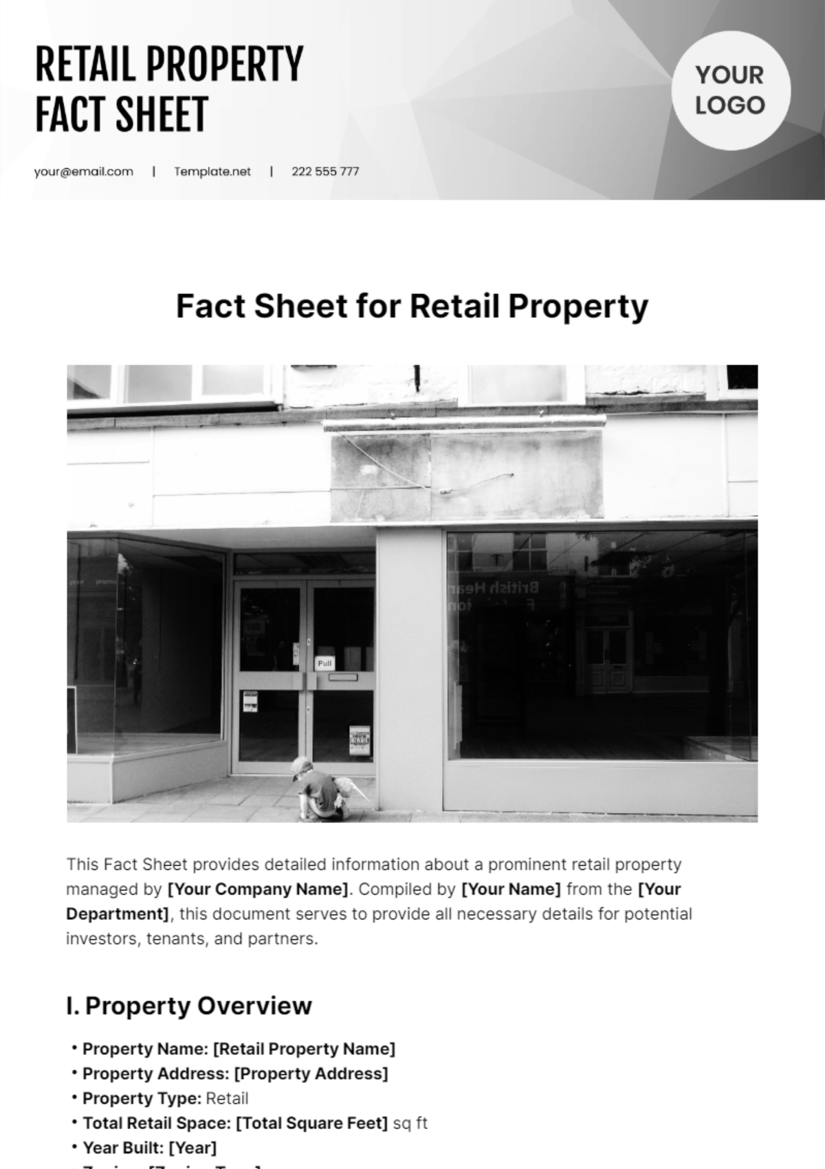Fact Sheet For Retail Property Template