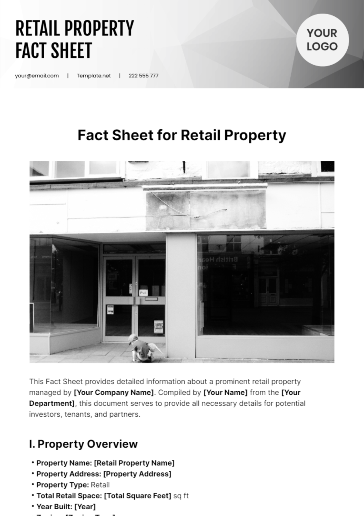 Fact Sheet For Retail Property Template - Edit Online & Download