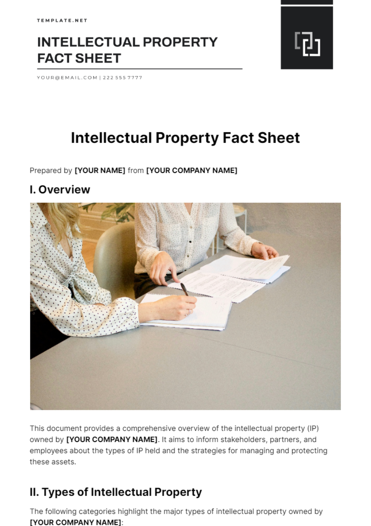 Intellectual Property Fact Sheet Template