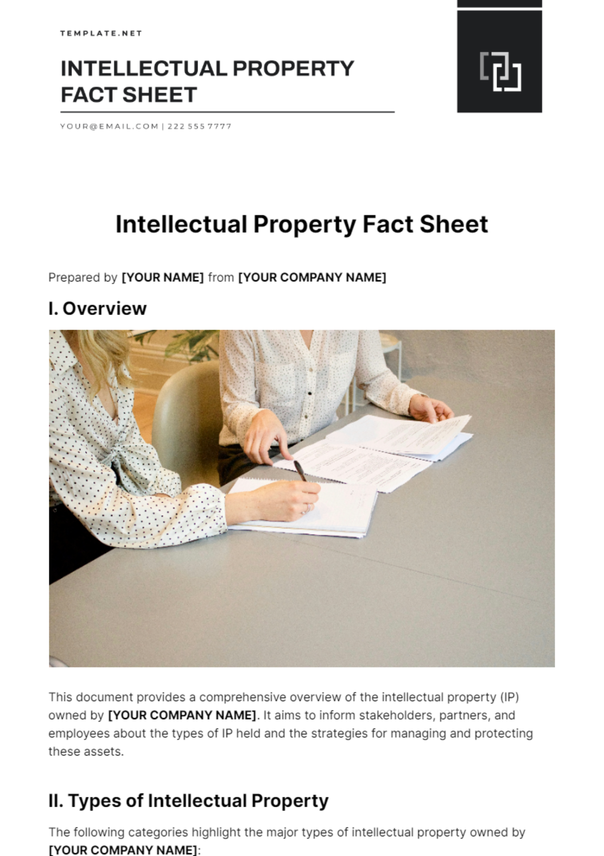 Intellectual Property Fact Sheet Template - Edit Online & Download