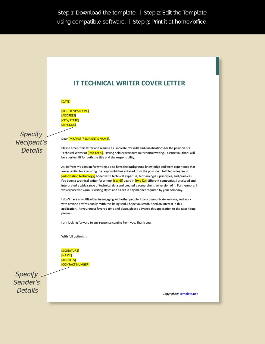 technical writer cover letter examples