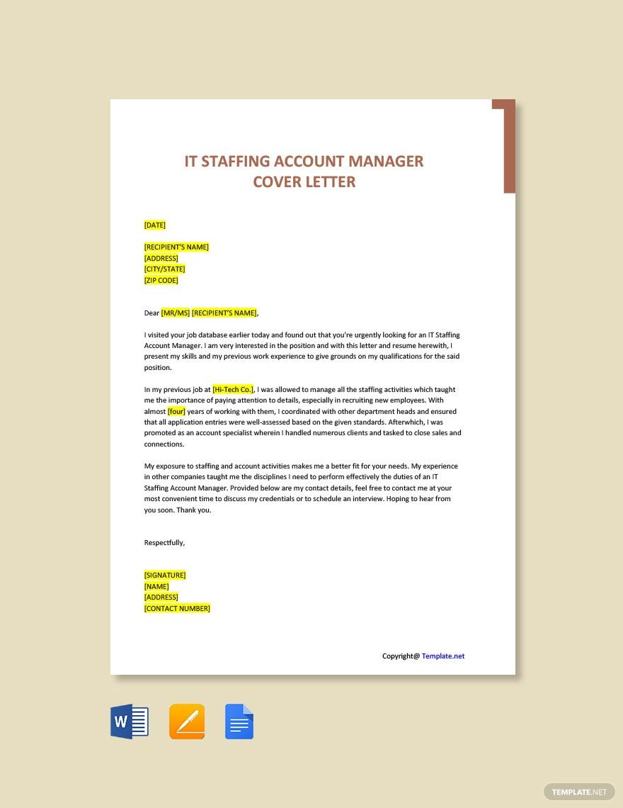 IT Staffing Account Manager Cover Letter