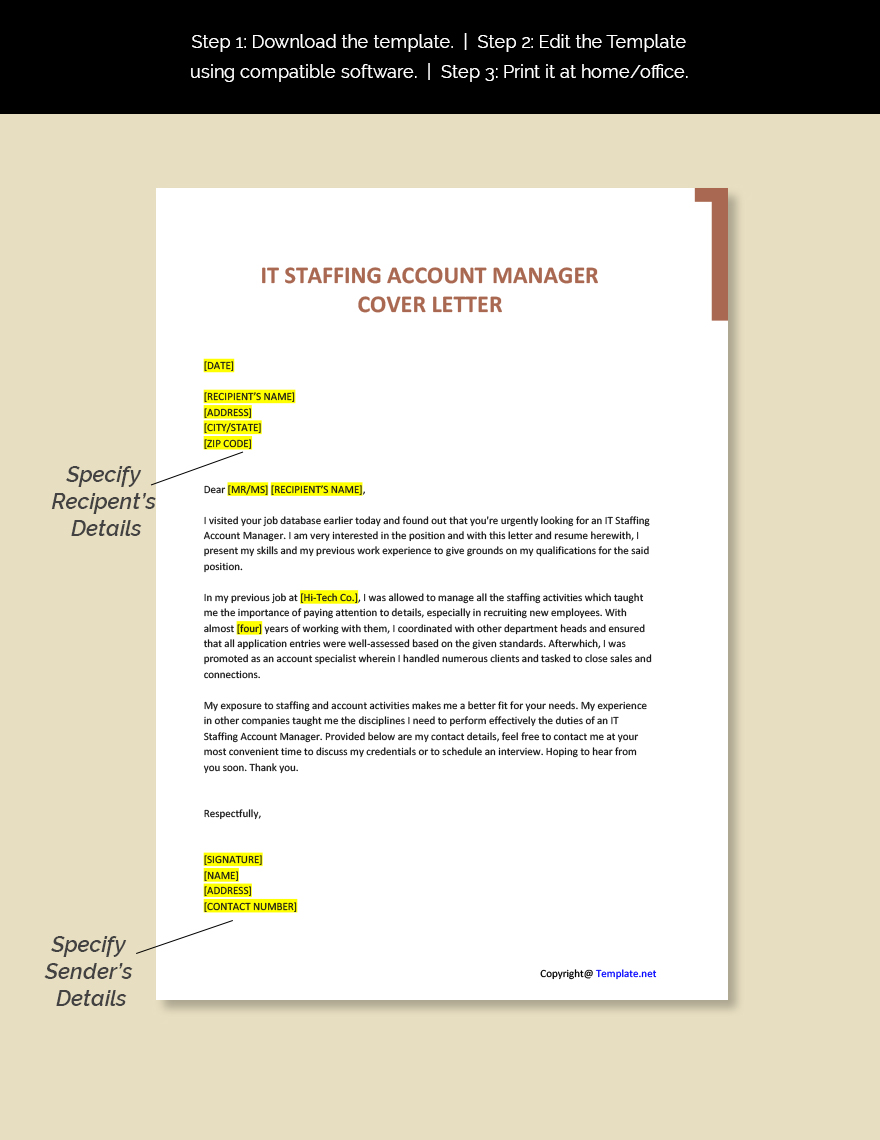 IT Staffing Account Manager Cover Letter