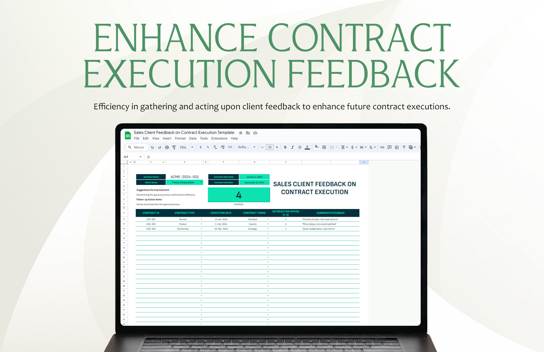 Sales Client Feedback on Contract Execution Template