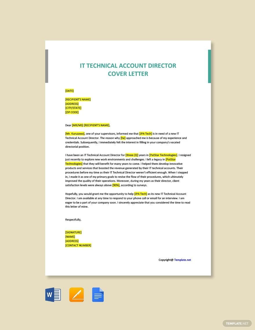 IT Technical Account Director Cover Letter
