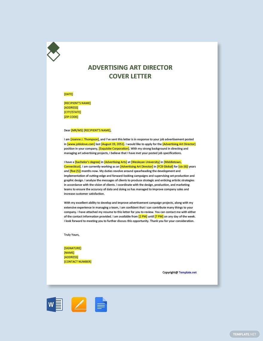 Advertising Art Director Cover Letter