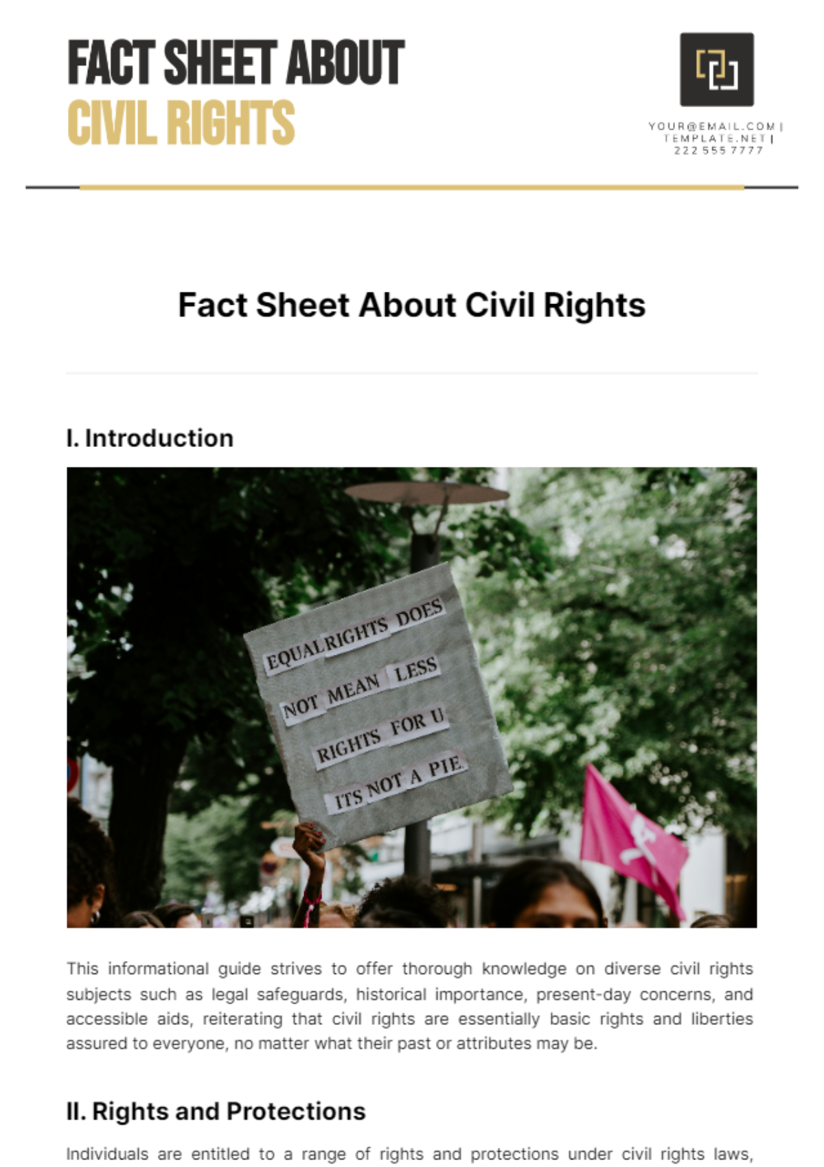 Free Fact Sheet About Civil Rights Template to Edit Online