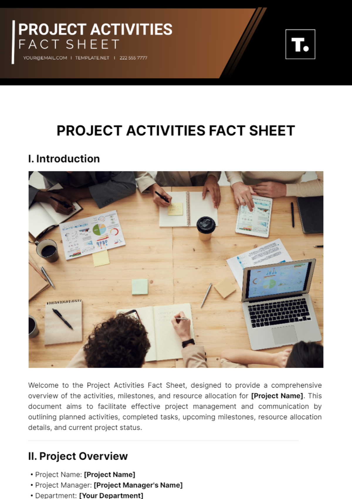 Project Activities Fact Sheet Template