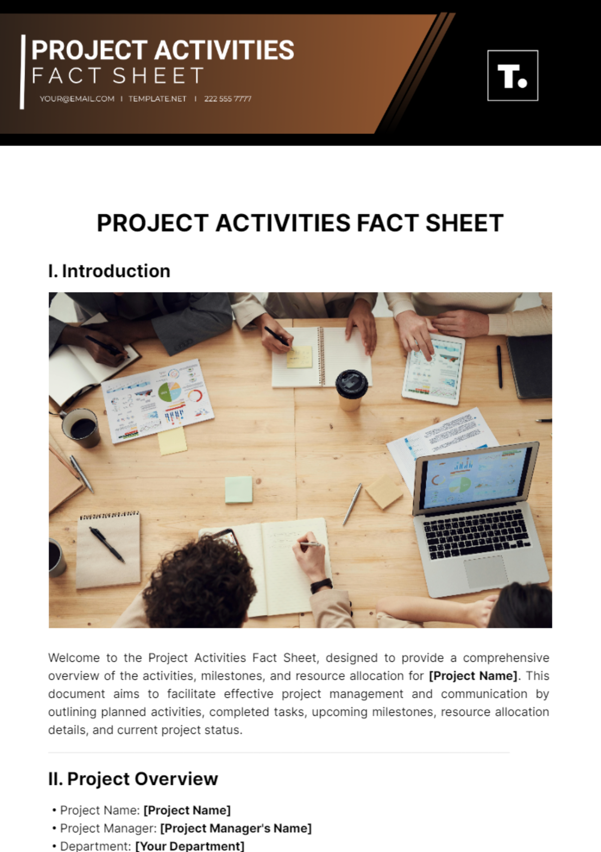 Project Activities Fact Sheet Template - Edit Online & Download