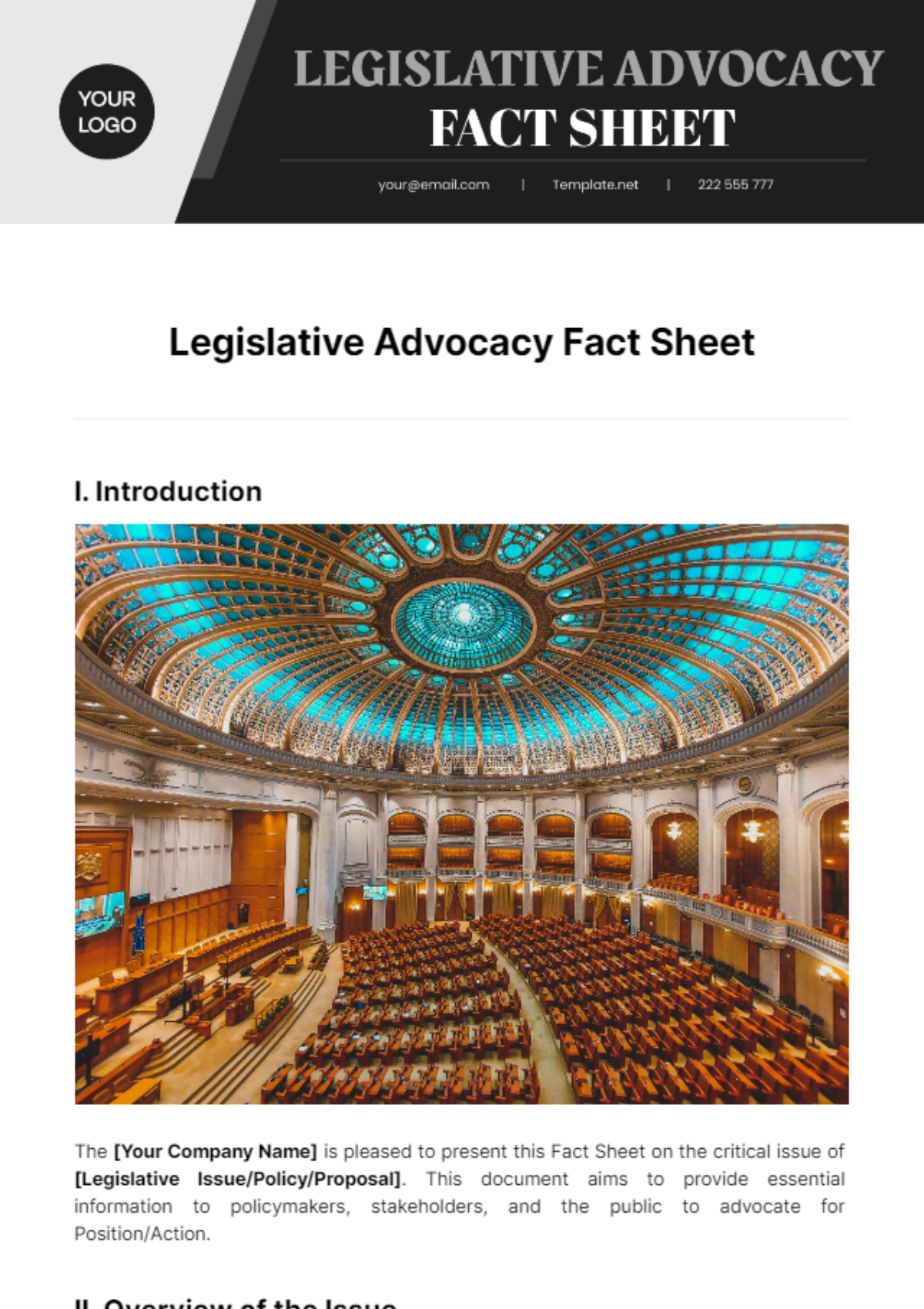 Legislative Advocacy Fact Sheet Template
