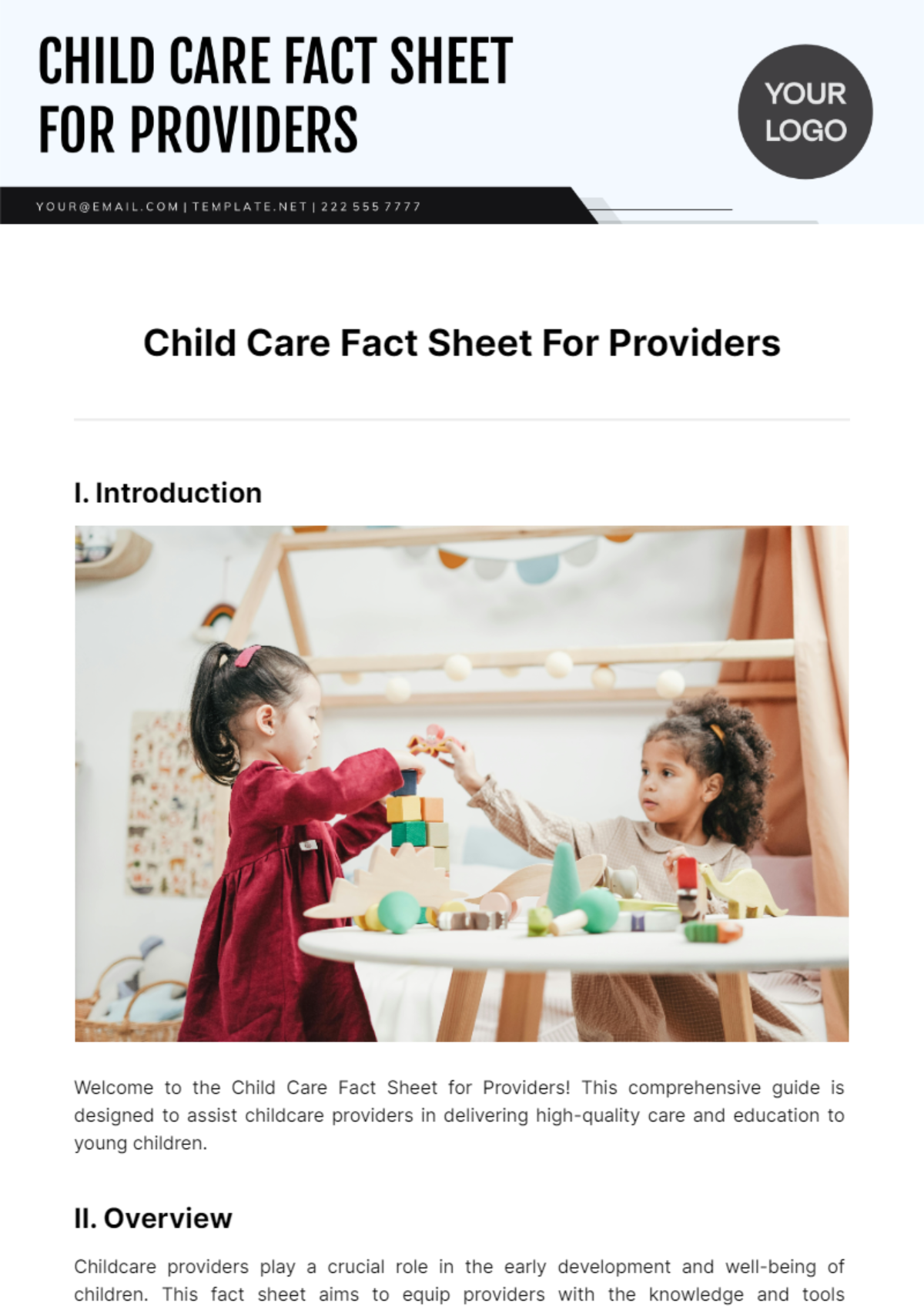 Child Care Fact Sheet For Providers Template