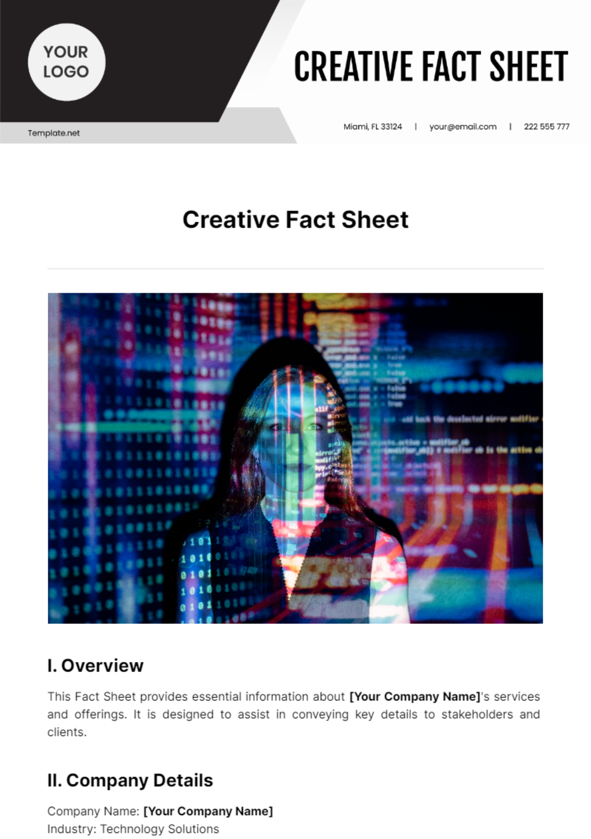 Creative Fact Sheet Template