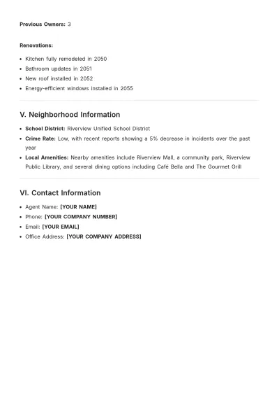 Free Property Fact Sheet Template to Edit Online
