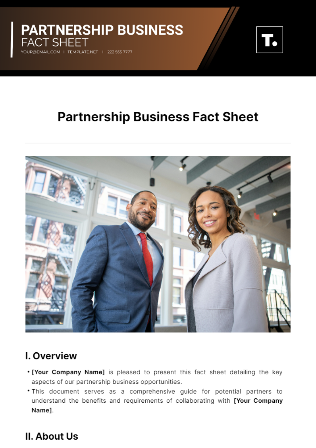 Partnership Business Fact Sheet Template - Edit Online & Download